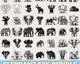 Elephant Svg Bundle, Cute Elephant Vector, Funny Elephant Silhouette, Cute Elephant Clipart, Elephant Head PNG Eps Dxf, Instant Download
