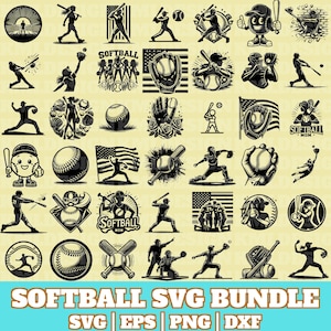 Softball Svg Bundle, Softball Mom Cut File, Softball Mom Vector, Softball Silhouette, Softball Png, Softball Sports Svg, Instant Download