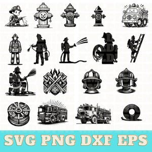 Firefighter SVG Bundle, Firefighter SVG Cut Files for Cricut, Firefighter Silhouette, Firefighter Vector Files, Firefighter png, Fireman
