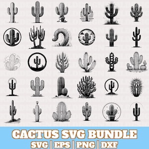Cactus Svg Bundle, Cactus vector, Cactus Silhouette, Cacti Designs Svg, Succulent Vector Silhouette Png Eps Dxf Svg, Digital Download
