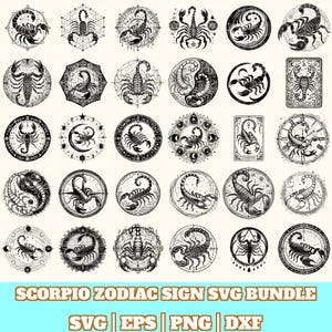 Scorpio Zodiac Sign Svg Bundle, Scorpio Zodiac Vector, Scorpio Zodiac Sign Silhouette, Scorpio Zodiac Svg PNG Eps Dxf, Instant Download