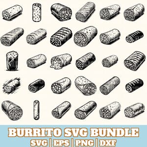 Burrito Svg Bundle, Burrito Vector Silhouette, Burrito Svg PNG Eps Dxf, Instant Download