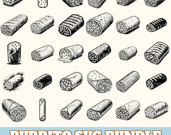 Burrito Svg Bundle, Burrito Vector Silhouette, Burrito Svg PNG Eps Dxf, Instant Download