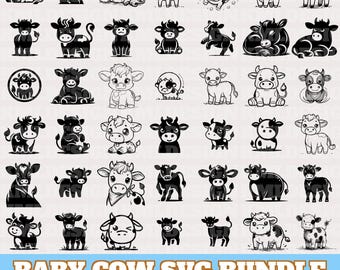 Highland Cow Svg Bundle, Cute Cow Vector, Baby Cow Silhouette, Hand Drawn Cute Baby Cow Vector Designs, Funny Farm Cow Svg, Digital Download