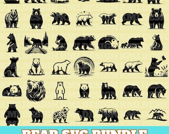 Bear Svg-bundel, familie Bear Vector, Bear silhouet, Grizzly Bear ontwerpen, Mama Bear Svg, Papa Bear Svg, Baby Bear Svg, Instant Download