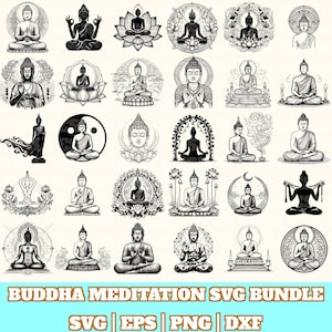 Buddha Medidtation Svg Bundle, Buddha Medidtation Yoga Vector, Buddha Medidtation Silhouette, Buddha Yoga Svg PNG Eps Dxf, Instant Download
