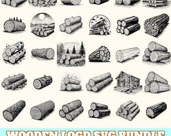 Wooden Logd Svg Bundle, Wooden Logd Vector, Wooden Logd Silhouette, Wooden Logd Svg PNG Eps Dxf, Instant Download
