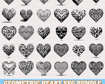 Geometric Heart Svg Bundle, Geometric Heart Bar Vector, Geometric Heart Silhouette,Geometric Heart SVG, Geometric Heart PNG,Digital Download