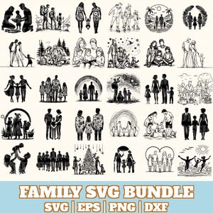 Family Svg Bundle, Family Vector Silhouette, Family Svg PNG Eps Dxf, Instant Download