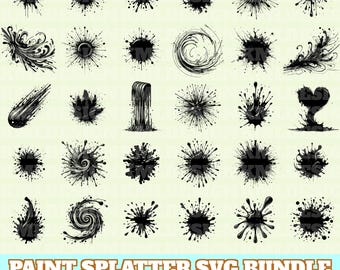 Paint Splatter Svg Bundle, Paint Splatter Vector, Paint Splatter Silhouette, Paint Splatter Svg PNG Eps Dxf, Instant Download