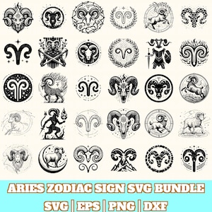 Aries Zodiac Sign Svg Bundle, Aries Zodiac Vector, Aries Zodiac Sign Silhouette, Aries Zodiac Sign Svg PNG Eps Dxf, Instant Download