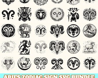Aries Zodiac Sign Svg Bundle, Aries Zodiac Vector, Aries Zodiac Sign Silhouette, Aries Zodiac Sign Svg PNG Eps Dxf, Instant Download