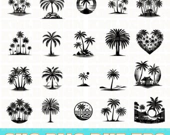 23 Palm Tree Svg-bundel, Palm Tree Svg Cut-bestanden voor Cricut, Palm Tree Space Silhouette, Palm Tree Vector-bestanden, Palm Tree Svg png dxf eps
