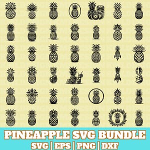 Pineapple Svg Bundle, Pineapple Vector, Pineapple Silhouette, Pineapple Outline, Fruit Designs, Pineapple Clipart,Instant Download