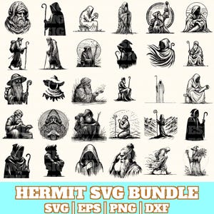 Hermit Svg Bundle, Hermit Vector, Hermit Silhouette, Hermit Svg PNG Eps Dxf, Instant Download