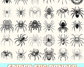 Spider Svg Bundle, Spider Vector, Spider Silhouette, Spider Svg PNG Eps Dxf, Instant Download