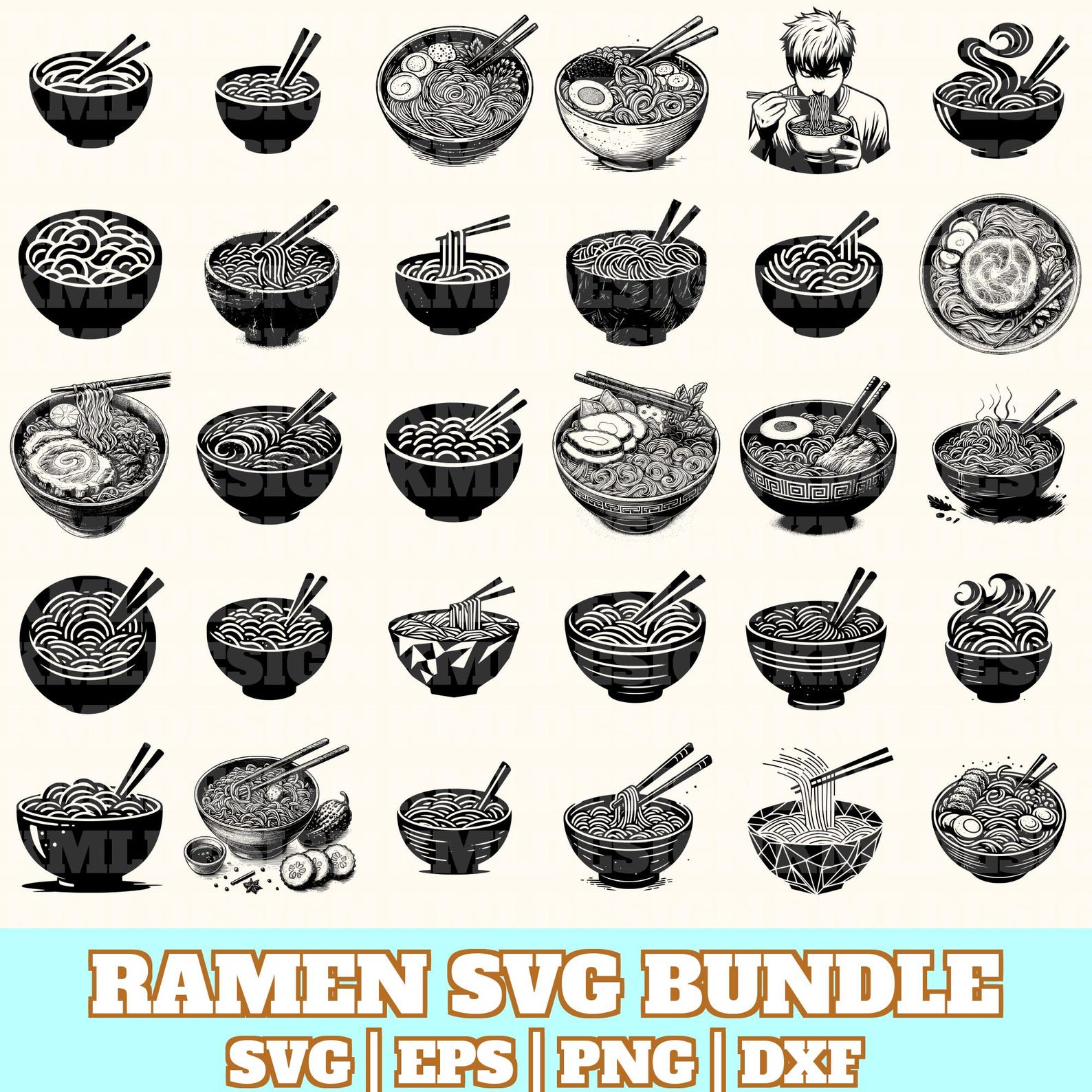 Ramen Svg Bundle, Ramen Vector, Ramen Silhouette, Ramen Svg PNG Eps Dxf ...