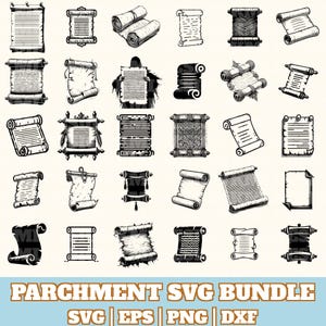 Parchment Svg Bundle, Parchment Vector Silhouette, Parchment Svg PNG Eps Dxf, Instant Download