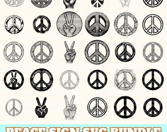 Peace Sign Svg Bundle, Peace Sign Vector, Peace Sign Silhouette, Peace Sign Svg PNG Eps Dxf, Instant Download