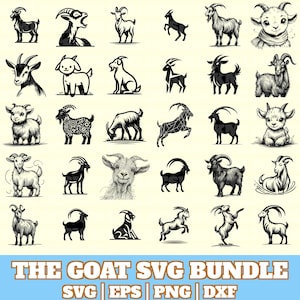The Goat Svg Bundle, The Goat Vector, The Goat Silhouette, Cute Goat Svg PNG Eps Dxf, Funny Goat Clipart, Print on Demand, Instant Download