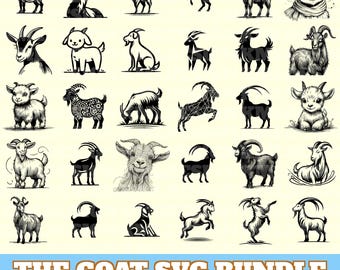 The Goat Svg Bundle, The Goat Vector, The Goat Silhouette, Cute Goat Svg PNG Eps Dxf, Funny Goat Clipart, Print on Demand, Instant Download