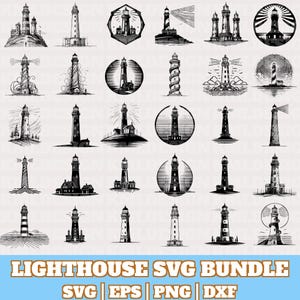 Lighthouse Svg Bundle, Lighthouse Vector, Lighthouse Silhouette, Lighthouse Vector Designs, Maritime svg, Ocean Sea Svg, Digital Download