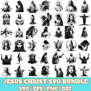 Jesus Christ Svg Bundle, Jesus Christ Cut Files, Jesus Christ SVG, Religious vector,Jesus Christ Silhouette,Pray Christ svg,Instant Download