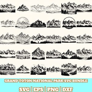 Grand Toton Nationalpark SVG-Bundle, Grand Toton Vektor, Grand Toton Silhouette, Grand Toton NationalparkSvg PNG Eps Dxf, sofortiger Download