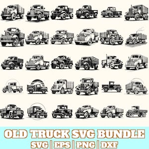Old Truck Svg Bundle, Vintage Truck Vector, Old Truck Silhouette, Old Truck Svg PNG Eps Dxf, Instant Download