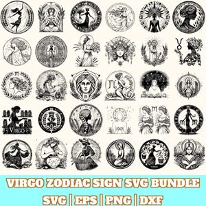Virgo Zodiac Sign Svg Bundle, Virgo Zodiac Vector, Virgo Zodiac Sign Silhouette, Virgo Zodiac Svg PNG Eps Dxf, Instant Download
