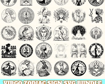 Virgo Zodiac Sign Svg Bundle, Virgo Zodiac Vector, Virgo Zodiac Sign Silhouette, Virgo Zodiac Svg PNG Eps Dxf, Instant Download