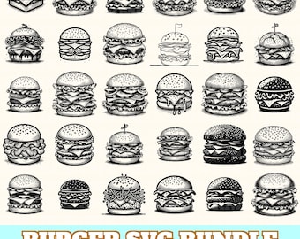 Pacchetto SVG di hamburger, vettore di hamburger, sagoma di hamburger, hamburger in formato SVG PNG EPS DXF, download immediato