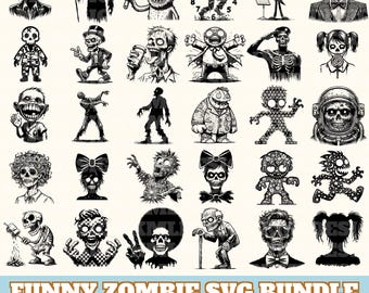Funny Zombie Svg Bundle, Funny Zombie Vector Silhouette, Funny Zombie Svg PNG Eps Dxf, Instant Download