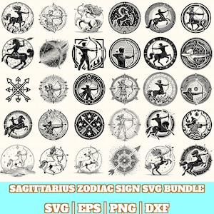 Sagittarius Zodiac Sign Svg Bundle, Sagittarius Vector, Sagittarius Zodiac Silhouette, Sagittarius Zodiac Svg PNG Eps Dxf, Instant Download