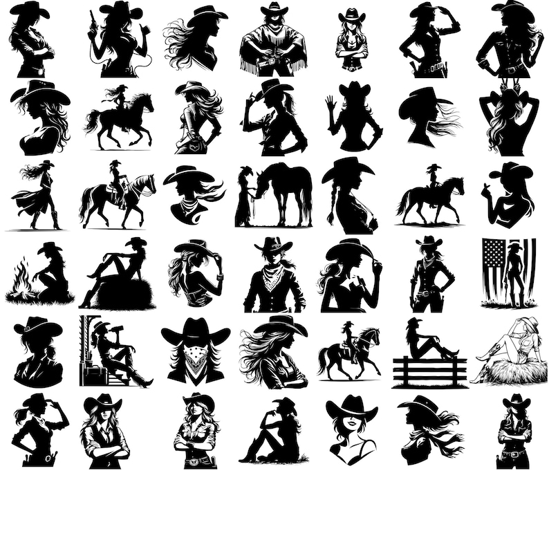 Channel retro rodeo vibes with these unique cowgirl cut files! Ideal for western-themed decor, apparel, and DIY gifts. High-quality and ready-to-use – download and start creating in minutes!