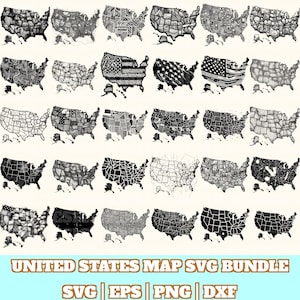 USA Karte SVG-Bundle, USA Karte Vektor, USA Karte Silhouette, USA Karte SVG, PNG Eps Dxf, digitaler Download