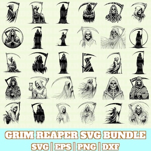 Grim Reaper Svg Bundle, Grim Reaper Vector, Grim Reaper Silhouette, Grim Reaper Svg PNG Eps Dxf, Instant Download