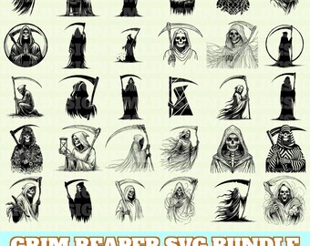 Grim Reaper Svg Bundle, Grim Reaper Vector, Grim Reaper Silhouette, Grim Reaper Svg PNG Eps Dxf, Instant Download