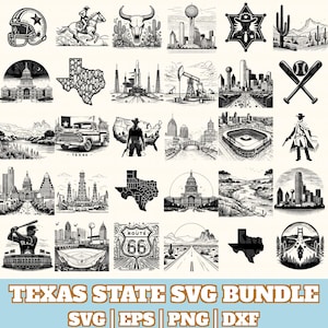 Texas State Svg Bundle, Texas State Vector, Texas State Silhouette, Texas State Svg PNG Eps Dxf, Instant Download