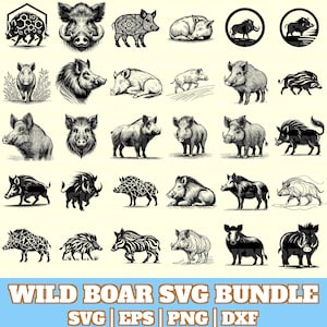Wild Boar Svg Bundle, Wild Boar Vector, The Wild Boar Silhouette, Wild Boar Svg PNG Eps Dxf, Print on Demand, Digital Download
