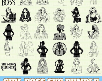 Girl Boss Svg Bundle, Girl Boss Vector, Girl Boss Silhouette, Girl Boss Svg PNG Eps Dxf, Instant Download