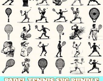 Tennis Svg Bundle, Padel Tennis Vector, Padel Tennis Silhouette, Padel Tennis Svg PNG Eps Dxf, Instant Download