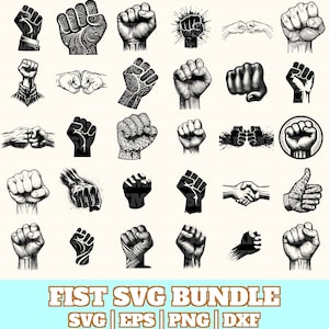 Fist Svg Bundle, Fist Vector, Fist Silhouette, Fist Svg PNG Eps Dxf, Instant Download
