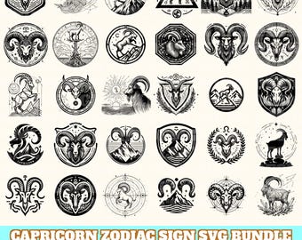 Capricorn Zodiac Sign Svg Bundle, Capricorn Vector, Capricorn Zodiac Sign Silhouette, Capricorn Zodiac Svg PNG Eps Dxf, Instant Download