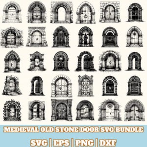 Medieval Old Stone Door Svg Bundle, Medieval Old Stone Door Vector Silhouette, Medieval Old Stone Door Svg PNG Eps Dxf, Instant Download