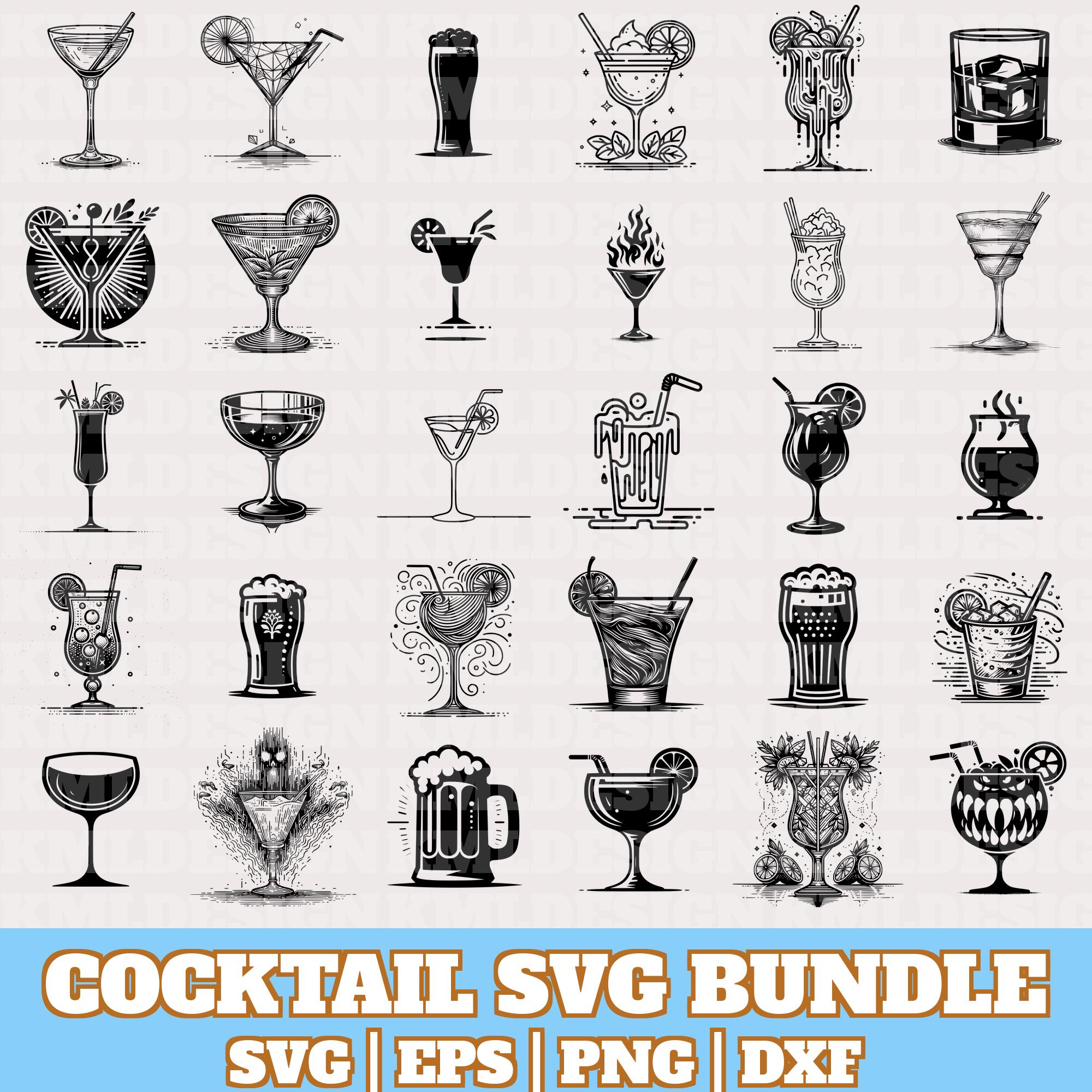 Cocktail Svg Bundle, Cocktail Vector, Cocktail Silhouette, Cocktail ...