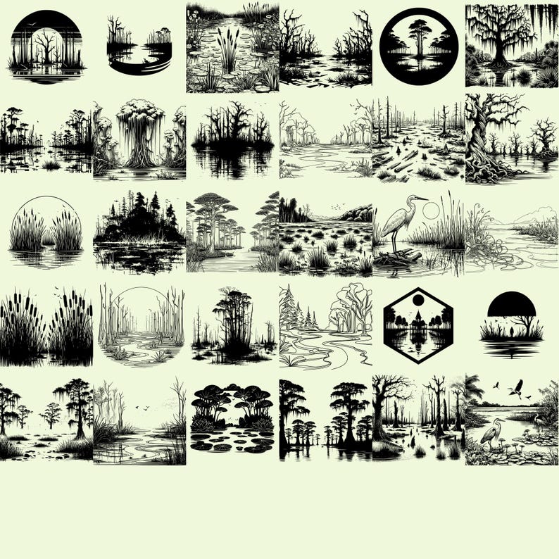Swamp Scene Svg Bundle, Swamp Scene Vector, Swamp Scene Silhouette ...