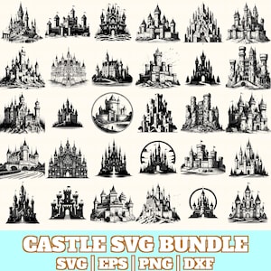Castle Svg Bundle, Castle Vector, Castle Silhouette, Castle Svg PNG Eps Dxf, Instant Download