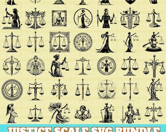 Schaal van Justitie Svg-bundel, symbool van Justitie silhouet, evenwicht wet Justitie Vector, zwaard van Justitie gesneden bestand voor Cricut, digitale download