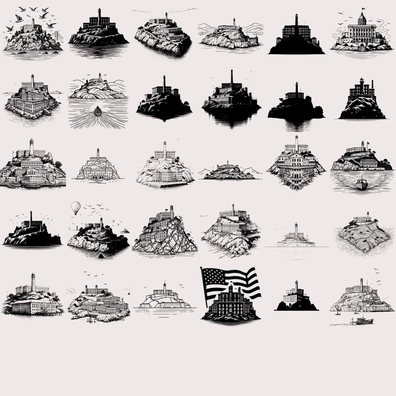 Alcatraz Prison Island Svg Bundle, Alcatraz Vector, Alcatraz Silhouette ...